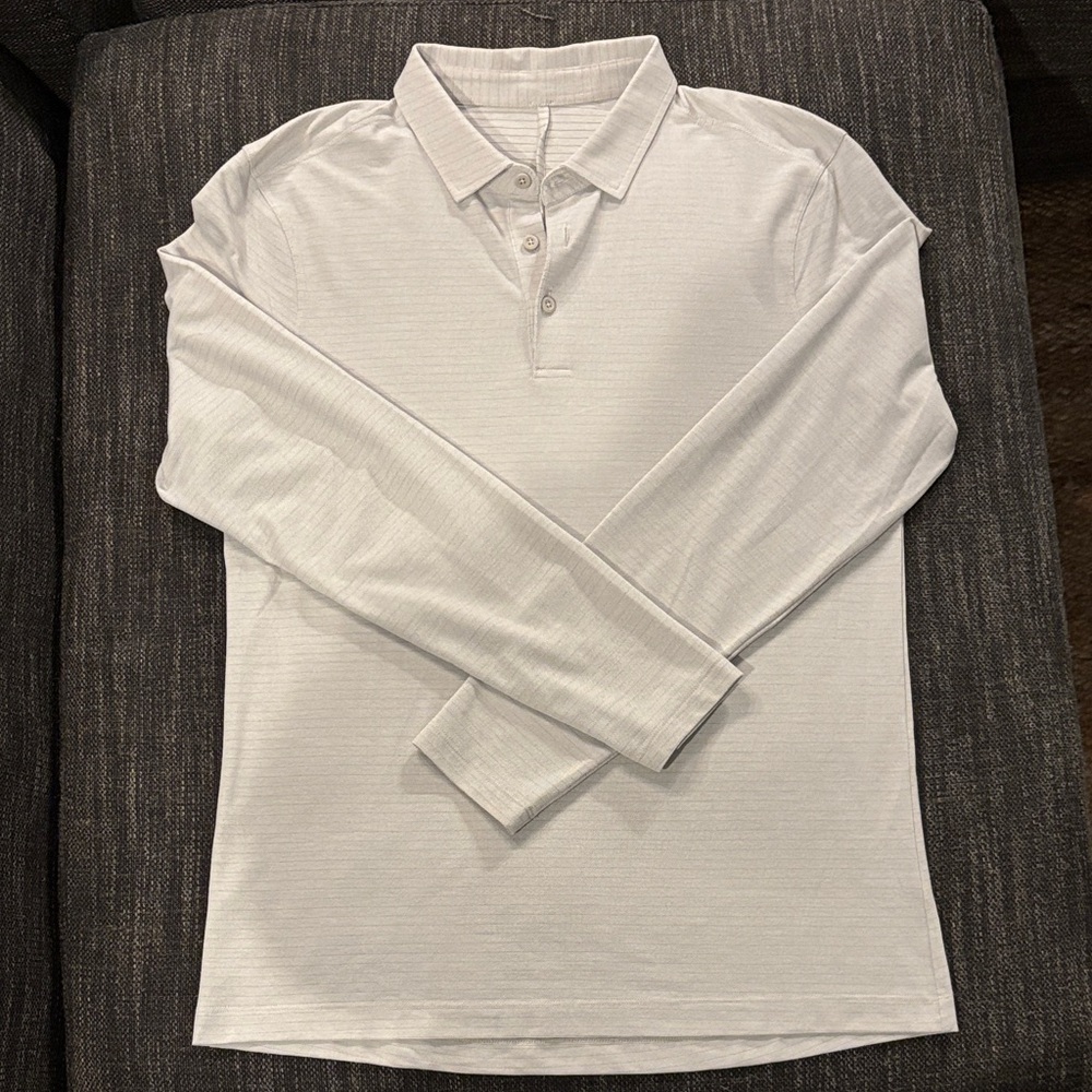 Men’s Lululemon Light Gray Striped Polo